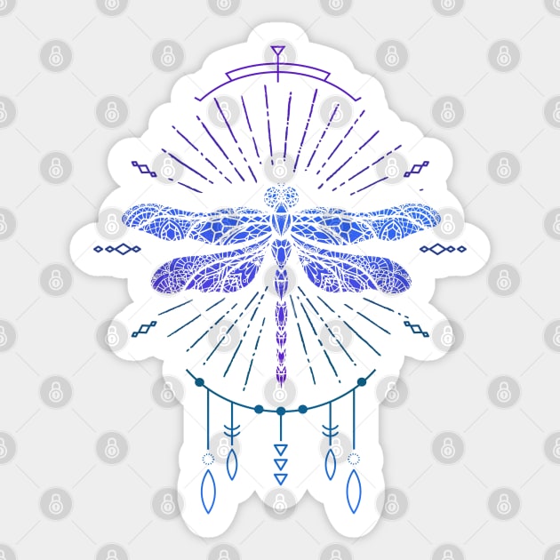 Geometric Blue Boho Dragonfly Sticker by Jitterfly